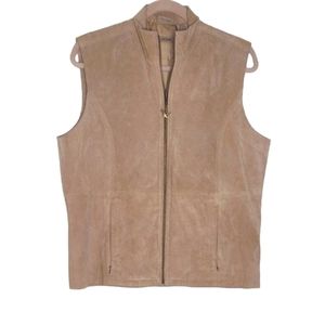 RuffHewn Tan Leather Vest Size L Suede Like New